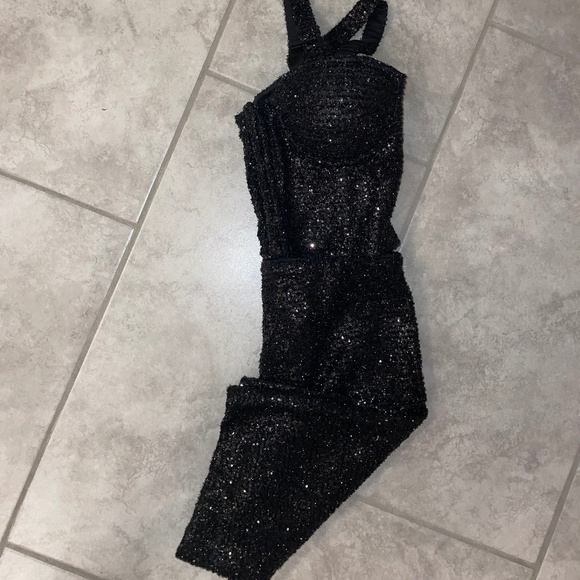 MAJE Black Glittery Cycling Shorts 38/6  Sparkly Bustier Size 2/Medium - Picture 9 of 14